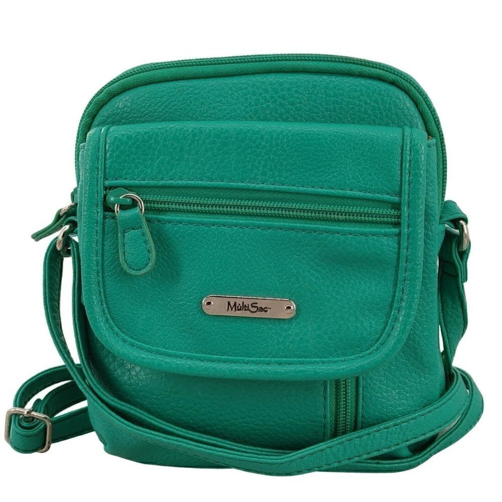 MULTI SAC Light Weight Green Crossbody Shoulder Bag Multiple Pockets Travel Bag